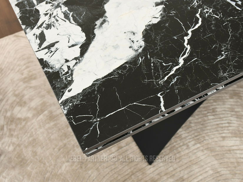 Masă sufragerie Caramelos (marmură + negru)
