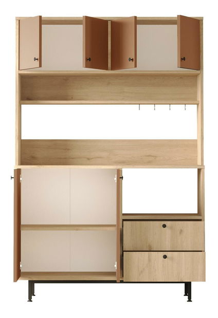 Dulap cu rafturi Rebutia 5 (stejar + cărămiziu)