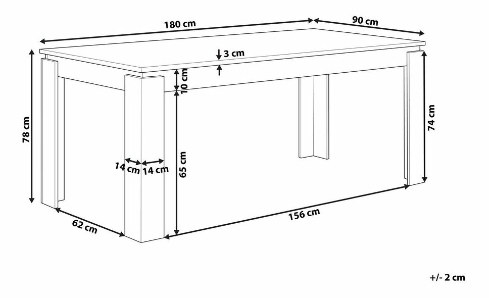 Jedálenský stôl 180x90 cm Vanetta (tmavé drevo)