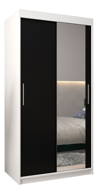 Dulap de haine 100 cm Toki 2 (alb mat + negru mat)