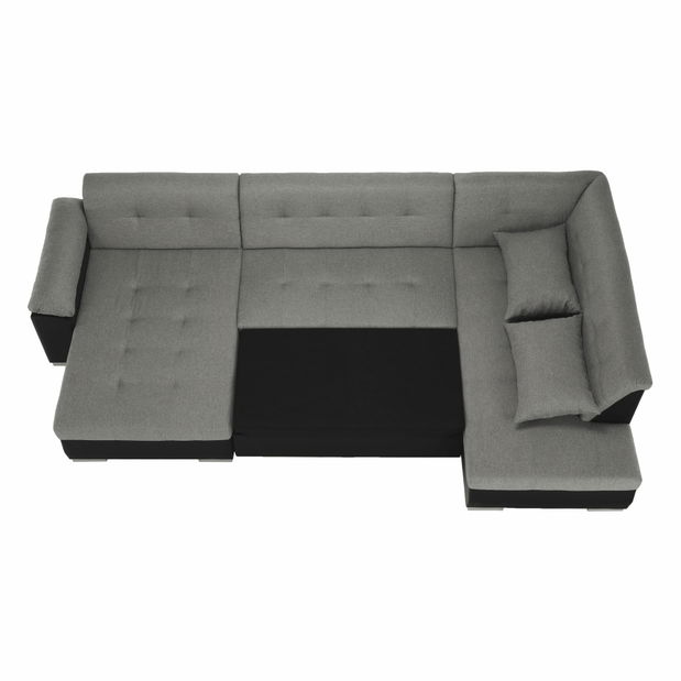 Rohová sedačka U Lenona (čierna + svetlosivá) (P)