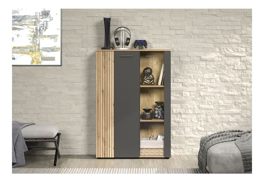 Vitrina Esferas 3 (grafit + hrast evoke) 