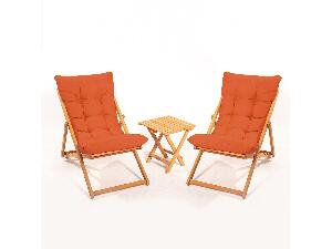 Set mobilier de grădină masă și scaune Kikadu 5 (Portocaliu + natural) (pentru 2 persoane)