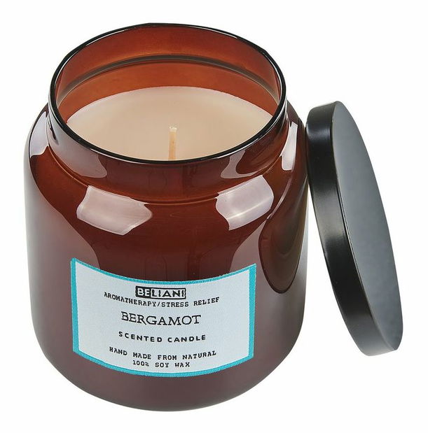 Set 2 buc lumânări parfumate bergamot/cocos Arnfinn (maro)