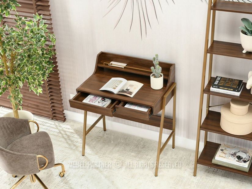 Masă PC Borge (nuc + auriu)