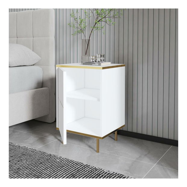 Noćni stolić Mamene 1 (bijela + zlatna)