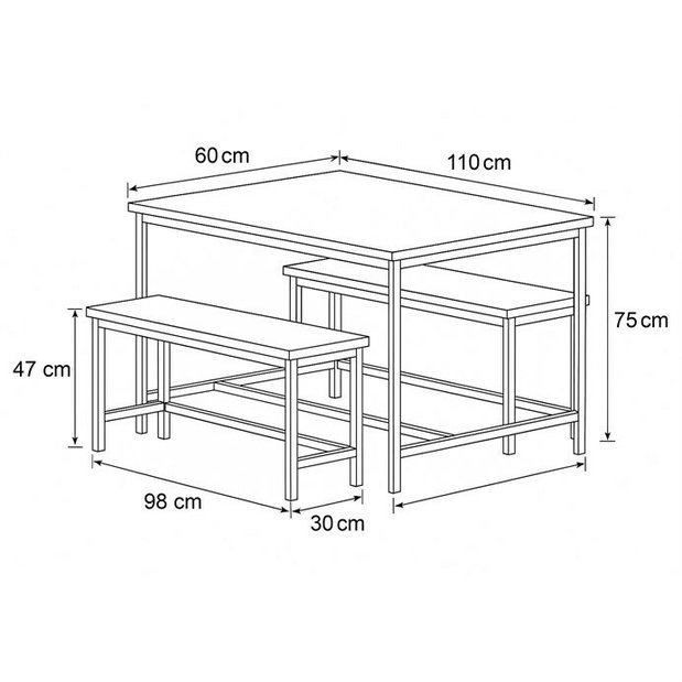 Jedálenský set s 2 stoličkami Autaus (hnedá)