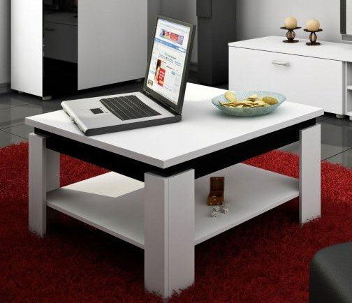 Dohányzóasztal Allen (Fehér + Fényes fekete)