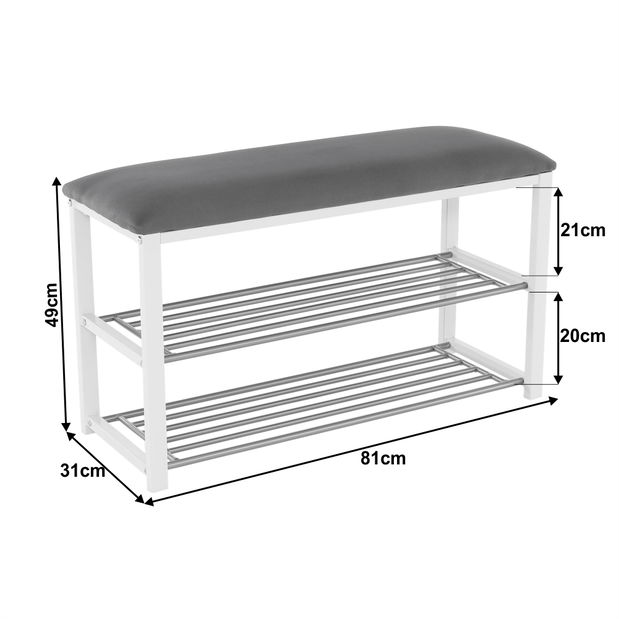 Ormarić za obuću Lelakimusla New (bijela + siva + krom) 