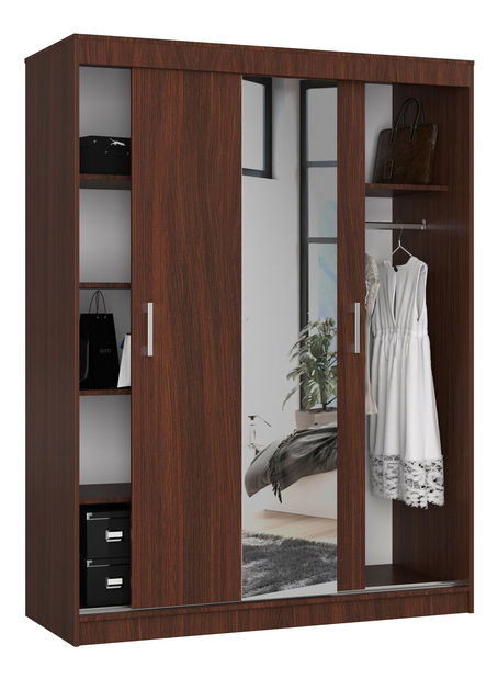 Ormar za garderobu Clotilde (wenge) (s ogledalom)