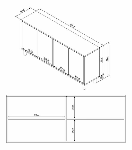 Skrinka Yeky (dub zafírový + biela)