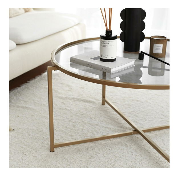 Konferenčný stolík Golda (zlatá + sivá)