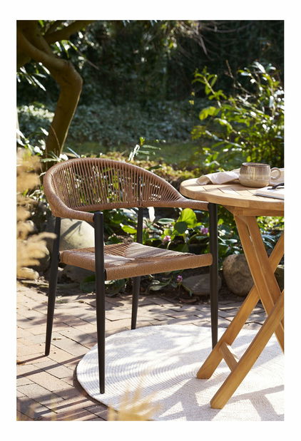 Záhradná stolička Caledria (prírodná + čierna)