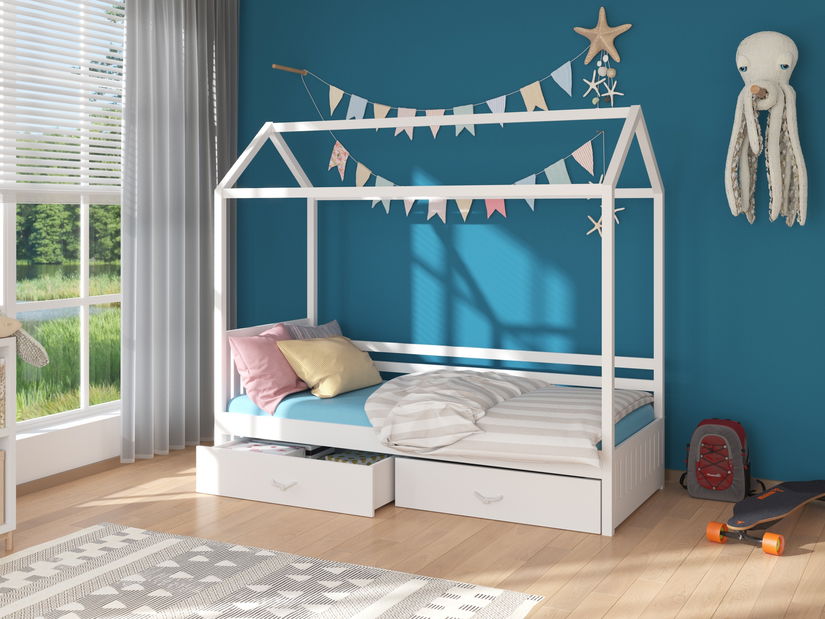 Gyerekágy 180x80 cm Rosie I (ágyráccsal) (fehér)