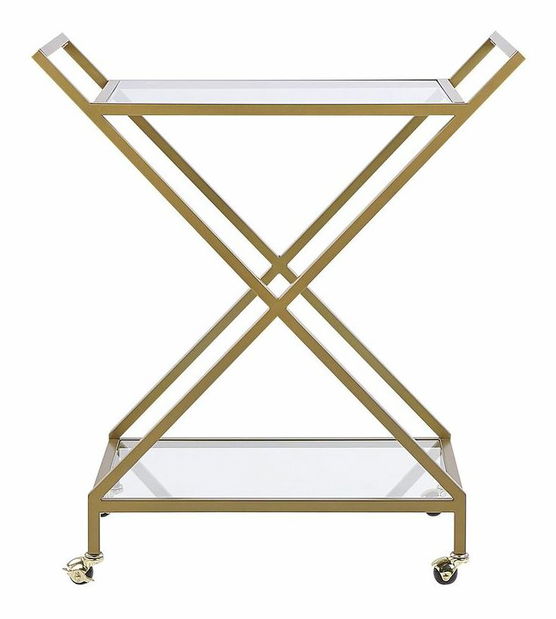 Servírovací vozík IVINTUS (zlatá) (sklo)