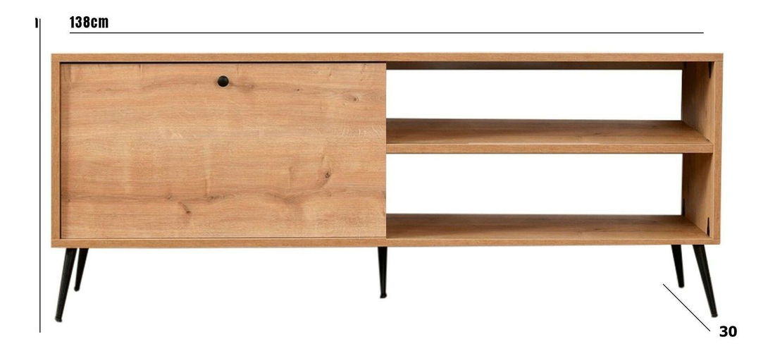 Masă TV/Dulap Zenna (Stejar + Negru)