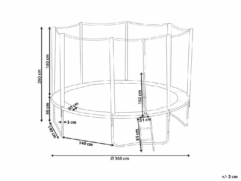 Trampolin sa sigurnosnom navlakom ⌀ 366 cm Revelio (plava) 