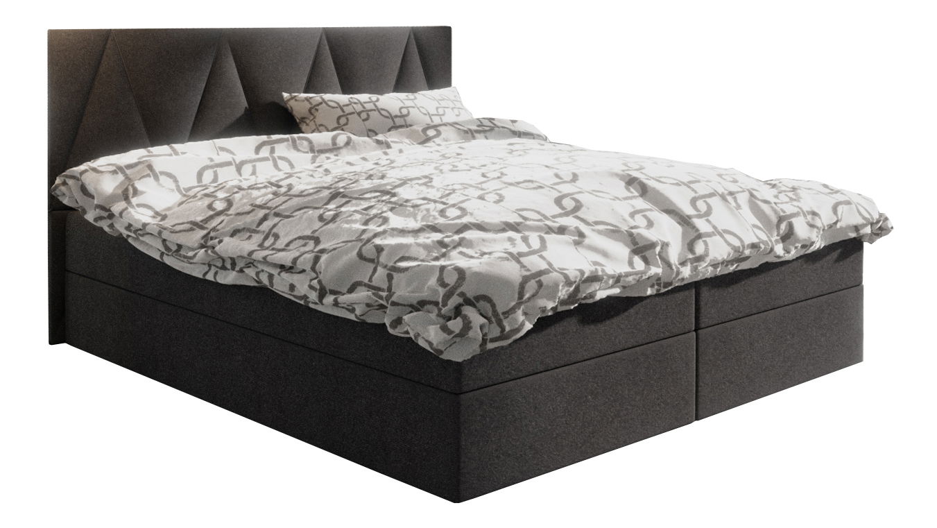 Pat matrimonial Boxspring 140 cm Fade 3 (negru) ( cu saltea și sp. depozitare)