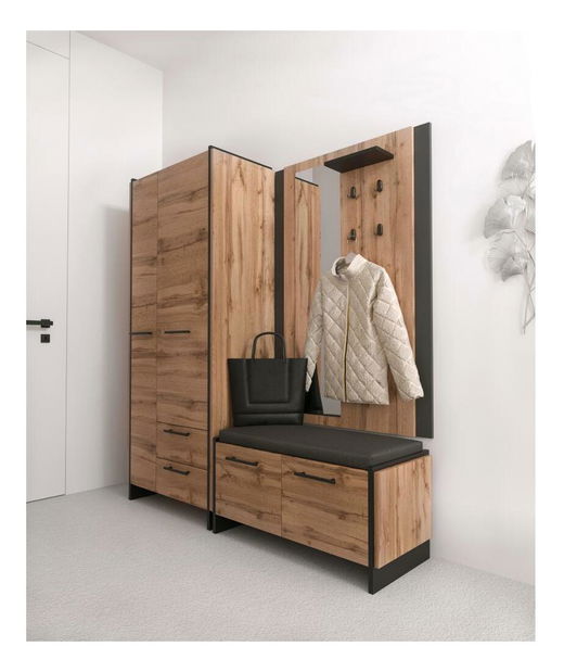 Cipőtároló (cipősszekrény) Adivinaba (wotan tölgy + fekete)