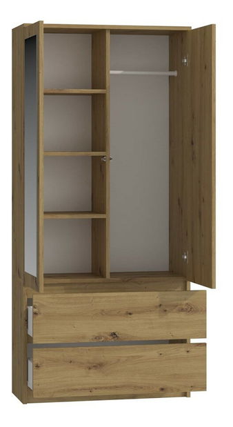 Ruhásszekrény Musecalo 1 (artisan tölgy) (tükörrel)