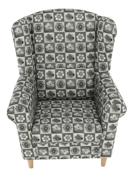 Fotoliu cu urechi cu taburete Aevo (patchwork N1)