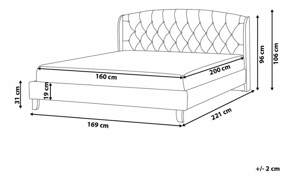 Franciaágy 160 cm BORD (ágyráccsal) (bézs)