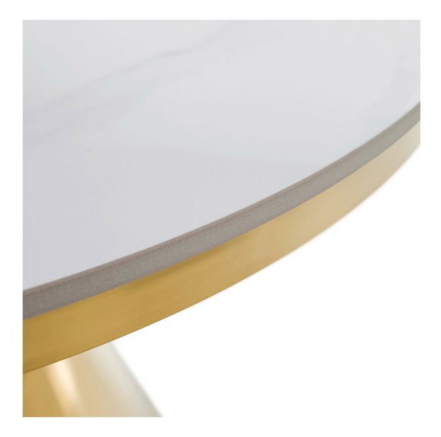 Masă sufragerie Greys 1 (auriu + marmură albă) (pentru 4 persoane)