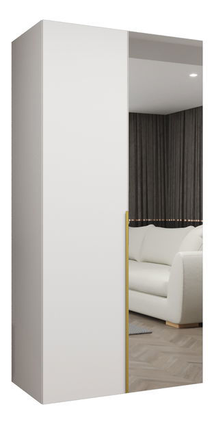 Dulap de haine 100 cm Alice 2 (alb + Auriu)