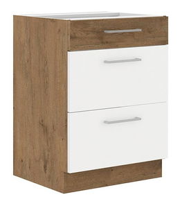 Dolná kuchynká skrinka Bronte 60 D 3S BB (dub lancelot + biely lesk)