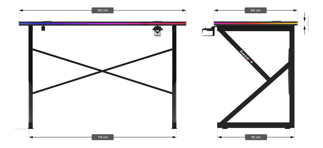 Masă PC Hyperion 1.7 (negru + multicolor) (cu iluminat LED)