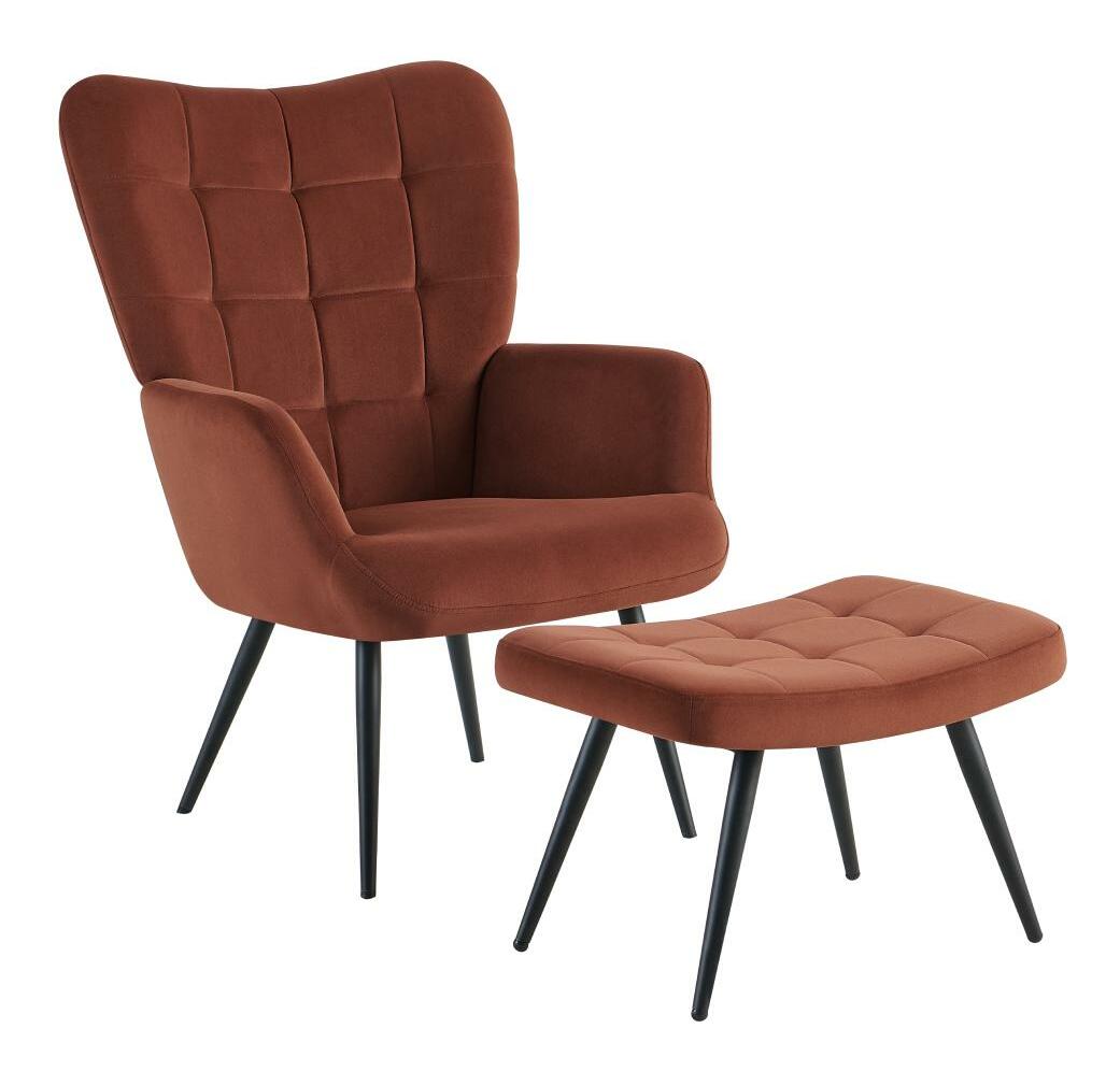 Fotelja sa tabureom Halago (smeđa + crna) 