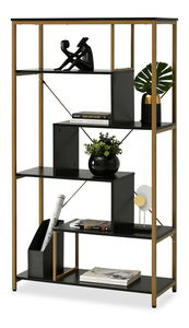 Regál Harp B (čierne drevo + zlatá)