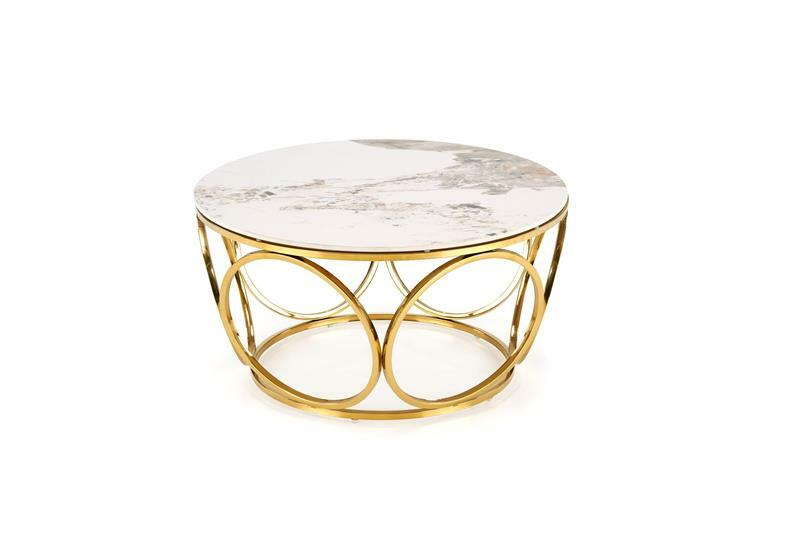 Konferenčný stolík Viviana 2 (biely mramor + zlatá)