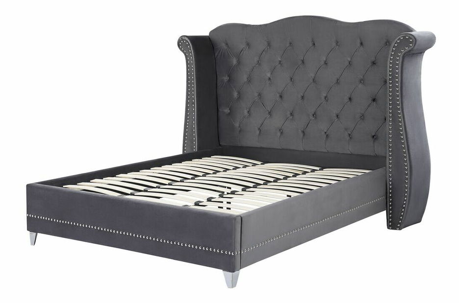 Manželská posteľ 180 cm ATREY (polyester) (sivá) (s roštom)