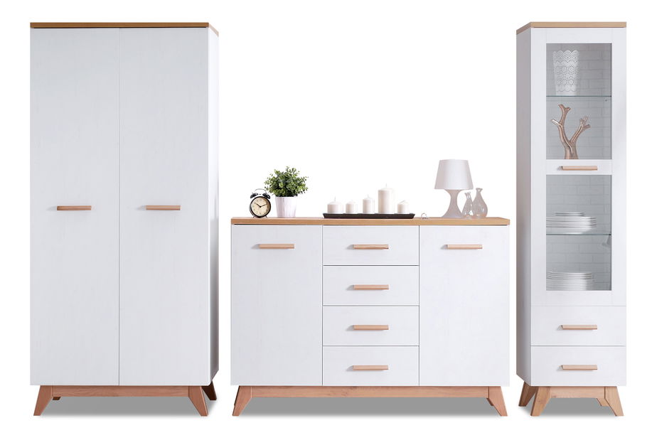 Namještaj za blagovaonicu Bajas 03 (bijela + hrast)