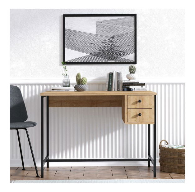 Písací stôl Kelade (dub + čierna) 