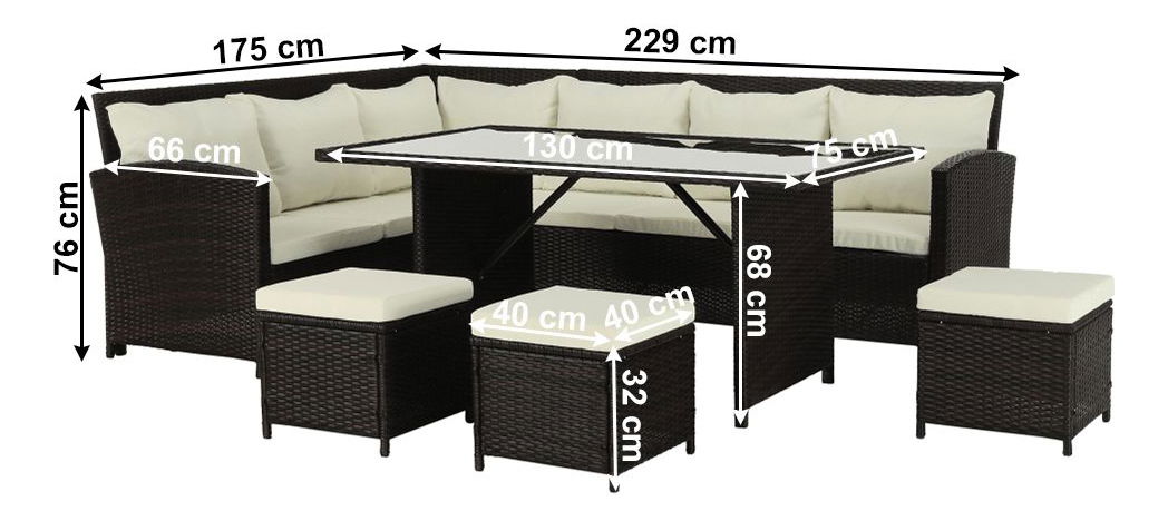 Vrtni set Stork (smeđa + krem) (za 8 osoba)