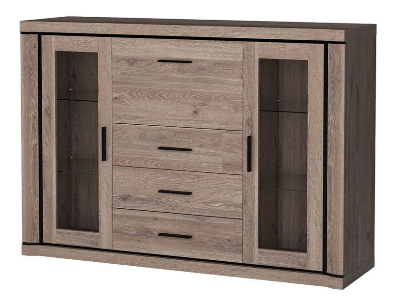 Vitrină Douglas 07 (cu iluminat LED) (Stejar trufă)