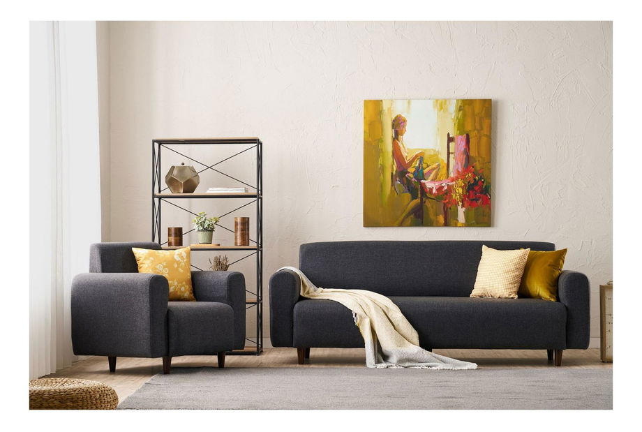 Sedacia súprava 3+1 Noyalepo L (antracit + orech)