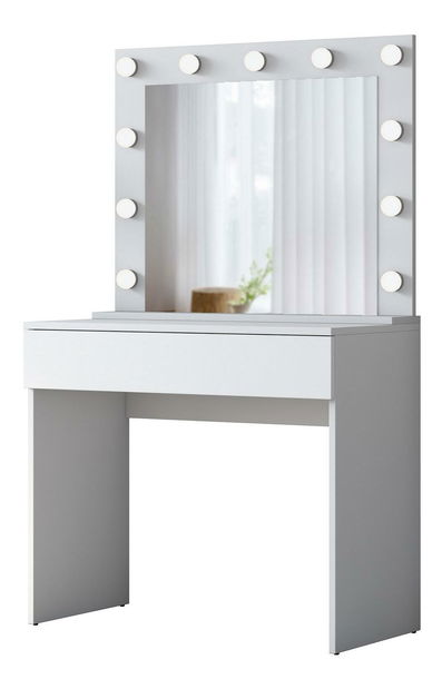 Toaletni stolić Blake 20 (s ogledalom) (s LED rasvjetom) (bijela)