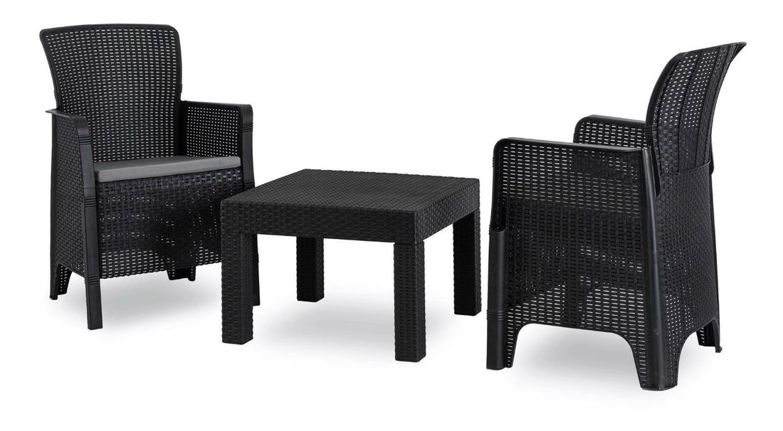 Set mobilier de grădină Filologia (negru) (pentru 2 persoane)