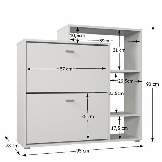 Ormarić za obuću (ormarić za cipele) Mahai (bijela) 