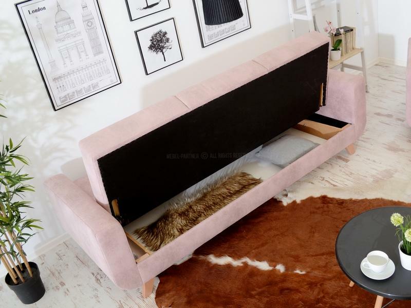 Canapea Canapea trei locuri Kalisz (pudră roz + sticlă)