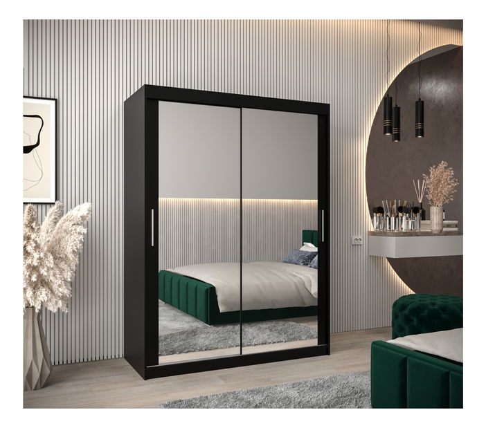 Ormar za garderobu 150 cm Toki 3 (crna mat + hrast sonoma)