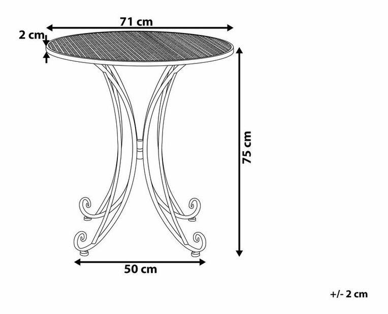 Masă de grădină 71 cm CINQUE (metal) (gri) (pentru 4 persoane)