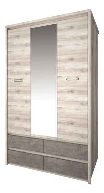 Ormar za garderobu Jolene 3D4S (s ogledalom) (kesten nairobi + oniks)