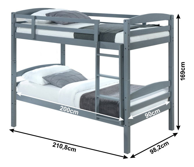Poschodová posteľ 90 cm Frella (s roštami)