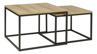 Set 2 buc. măsuțe de cafea Kwadrat (stejar riviera + negru)