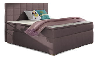 Pat matrimonial Boxspring 140 cm Abbie (roz) (cu saltele)