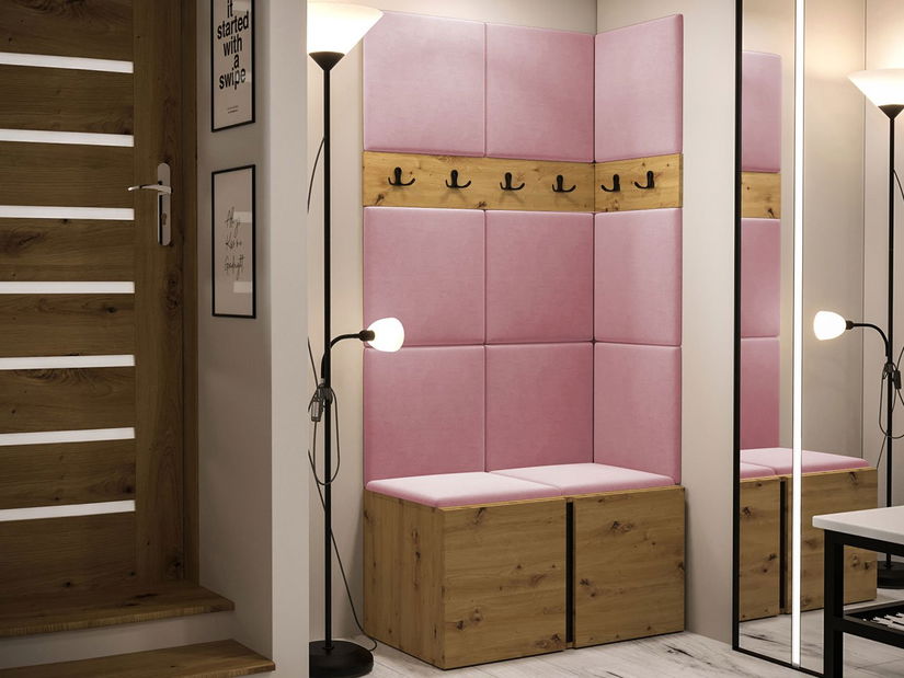 Predsoblje Tovenaz I (hrast artisan + ružičasta) 